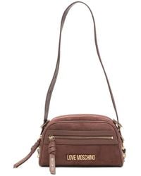 Love Moschino - Logo-Plaque Faux-Suede Shoulder Bag - Lyst