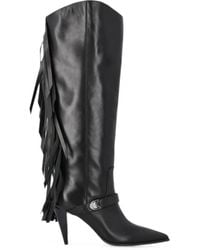 Pinko - Fringe-Detail Leather Boots - Lyst