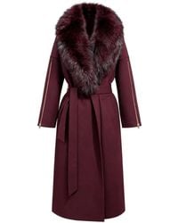 Poche Paris - Manteau Ceinturé À Finitions En Fourrure Artificielle - Lyst