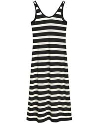 GANT - Striped Scoop-Neck Midi Dress - Lyst