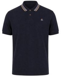 Vivienne Westwood - Orb-Embroidered Striped-Collar Polo Shirt - Lyst