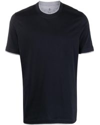 Brunello Cucinelli - Camiseta con borde en contraste - Lyst
