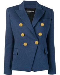 Balmain Blazer con bottoni incisi - Blu