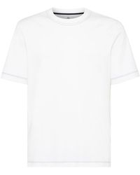 Brunello Cucinelli - T-shirt Met Contrasterend Stiksel - Lyst