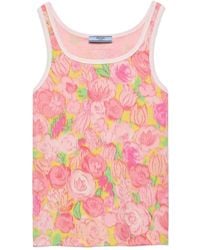 Prada - Geribbelde Tanktop Met Logoprint - Lyst