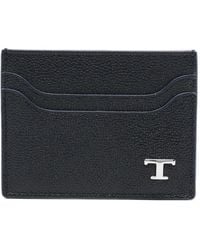 Tod's - Grained Leather Cardholder With Metal T Timeless Logo - Lyst