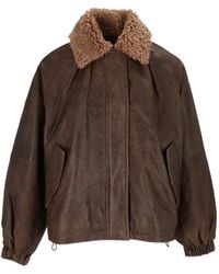 Bully - Shearling-Collar Leather Jacket - Lyst