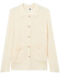 B+ AB - Ribbed-Knit Collared Cardigan - Lyst