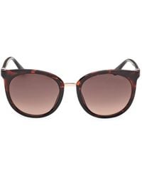 GUESS EYEWEAR - Tortoiseshell-Effect Round-Frame Sunglasses - Lyst
