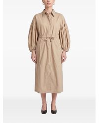 Brunello Cucinelli - Midi Gathered-Sleeve Shirt Dress - Lyst
