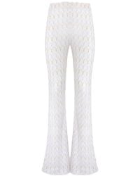 Missoni - Lamé Viscose Blend Lace Flared Trousers With Zigzag Pattern - Lyst