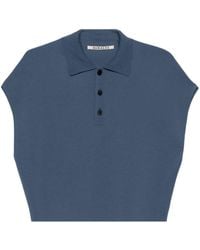 AURALEE - Ribbed-knit Polo Shirt - Lyst