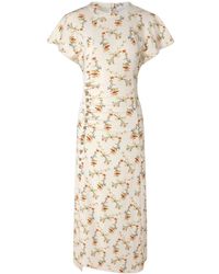 Rabanne - Abito Midi A Fiori Con Ruches - Lyst