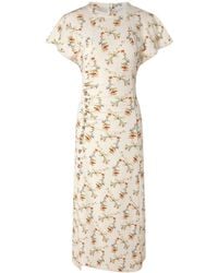 Rabanne - Floral-Print Ruched Midi Dress - Lyst