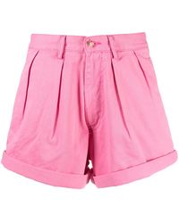 Denimist - Pleated Cotton Mini Shorts - Lyst