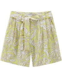 Woolrich - Leaf-print Pleated Shorts - Lyst