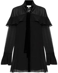 FRAME - Ruffled-Details Tie-Neck Dress - Lyst