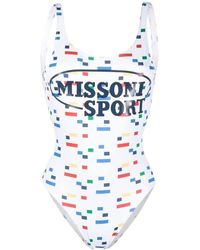 Missoni - White Logo Print One Piece Swimsuit - Lyst