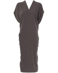 MM6 by Maison Margiela - Draped Midi Dress With V-Neckline - Lyst