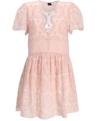 BOSS - Embroidered Short-Sleeve Dress - Lyst