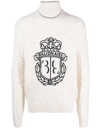 Billionaire - Logo-Embroidered Roll-Neck Jumper - Lyst
