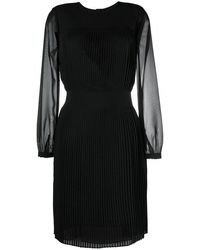 Emporio Armani - Long-sleeved Pleated Midi Dress - Lyst