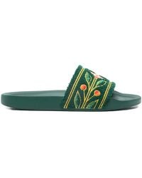 CASABLANCA - Floral-Embroidered Slides - Lyst