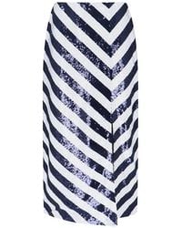 Ralph Lauren - Striped Sequinned Midi Skirt - Lyst
