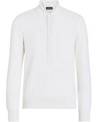 Zegna - Long-sleeve Knit Polo Shirt - Lyst