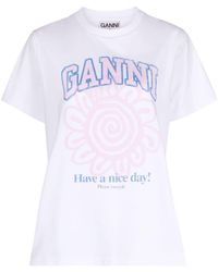 Ganni - Flower T-shirt - Lyst