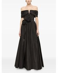 Nissa - Taffeta Maxi-Jurk Met Bloemen-Patch - Lyst