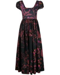 Cynthia Rowley - Floral-print Empire-line Midi Dress - Lyst
