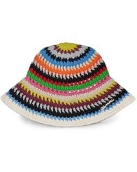 Ganni - Striped Crochet Bucket Hat - Lyst