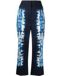 Alberta Ferretti - Geometric-Print Wide-Leg Trousers - Lyst