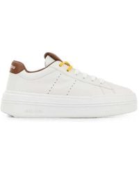 Miu Miu - Logo-Print Leather Sneakers - Lyst