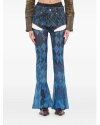 ANDERSSON BELL - Argyle-Patterned Denim Shorts Mesh Trousers - Lyst