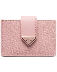 Prada - Porte-Cartes En Cuir Saffiano Et Cuir Lisse - Lyst