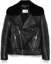 Saint Laurent - Biker Leather Jacket With Removable Collar - Lyst
