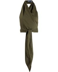 Polo Ralph Lauren - Halterneck Linen Cropped Wrap Top - Lyst