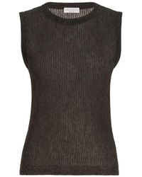 Brunello Cucinelli - Sparkling Silk, Alpaca And Wool Rib-Knit Top - Lyst
