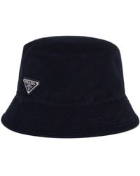Prada - Enamel Triangle-logo Corduroy Bucket Hat - Lyst
