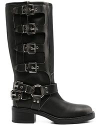 GISEL B - Buckle-Detail Leather Boots - Lyst