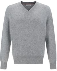 Brunello Cucinelli - V-Neck Cashmere Sweater - Lyst