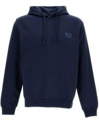 A.P.C. - Logo-Embroidered Drawstring Hoodie - Lyst