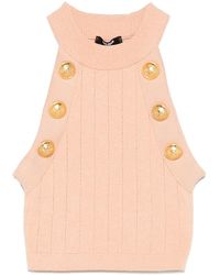 Balmain - Halterneck Knitted Crop Top - Lyst