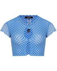 Amir Slama - X Jade Picon Checkerboard Cut-Out Crop Top - Lyst