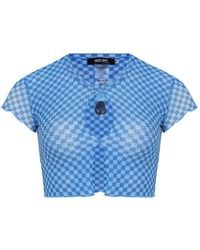 Amir Slama - X Jade Picon Geruite Cropped Top Met Uitgesneden Details - Lyst