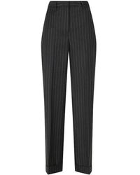 Semicouture - Lola Pinstripe-Pattern Turn-Up Trousers - Lyst