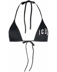 DSquared² Top de bikini con estampado Icon - Negro