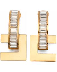 Elisabetta Franchi - Crystal-Embellished Logo Earrings - Lyst